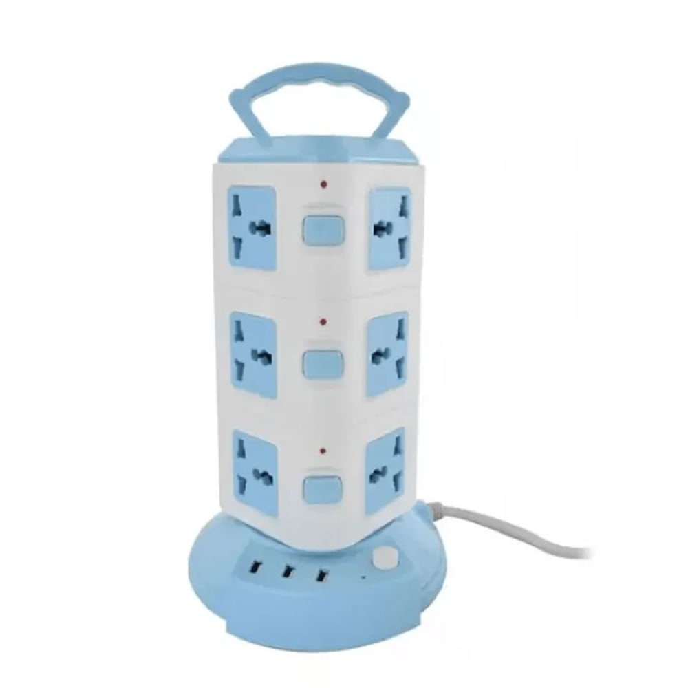 Torre Vertical Multifuncional 3 Niveles (12 Conexiones) y 3 Puerto USB Multicolor