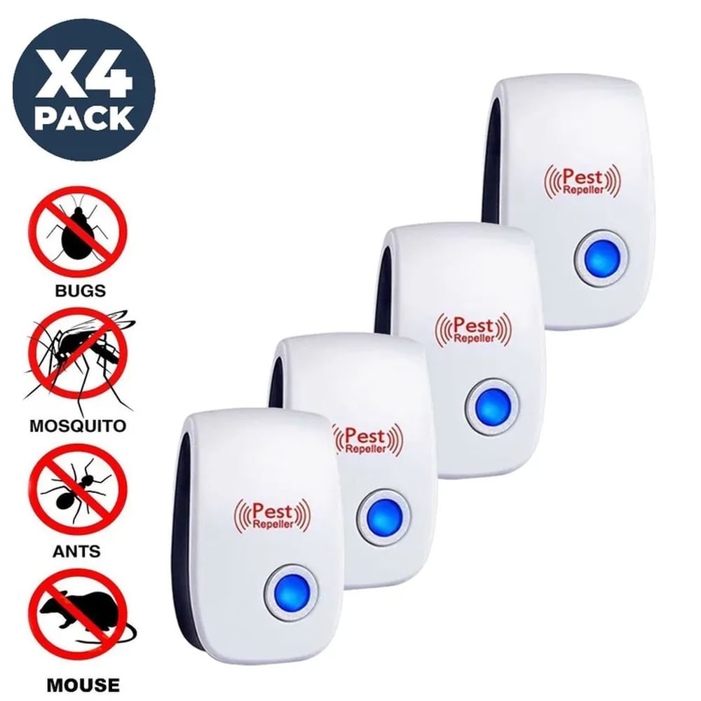 Pack x4 Control De Plagas Eléctrico Repelente De Roedores Ratones Y Arañas