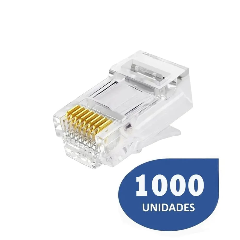Pack 100 Terminales RJ45 para Cable de Red Ethernet - Conector UTP con Contactos de Oro Multicolor