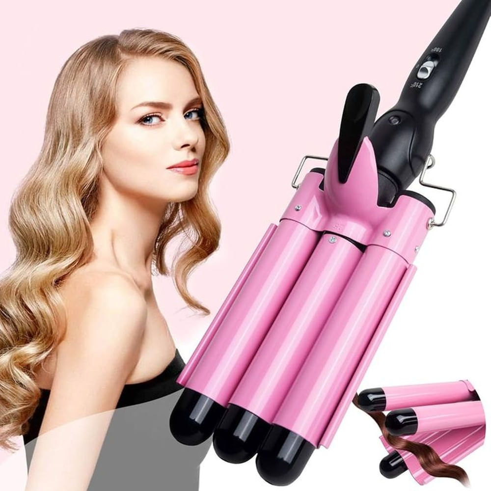 Rizador de Pelo Rizadora de 3 Tubos Tenaza Curler Multifunción para Rizar y Ondas un Efecto Ondulado
