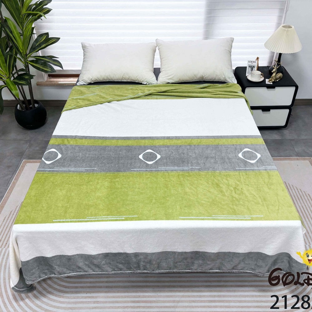 Manta Piel de Durazno Estampada 800gr de 2 Plazas Verde