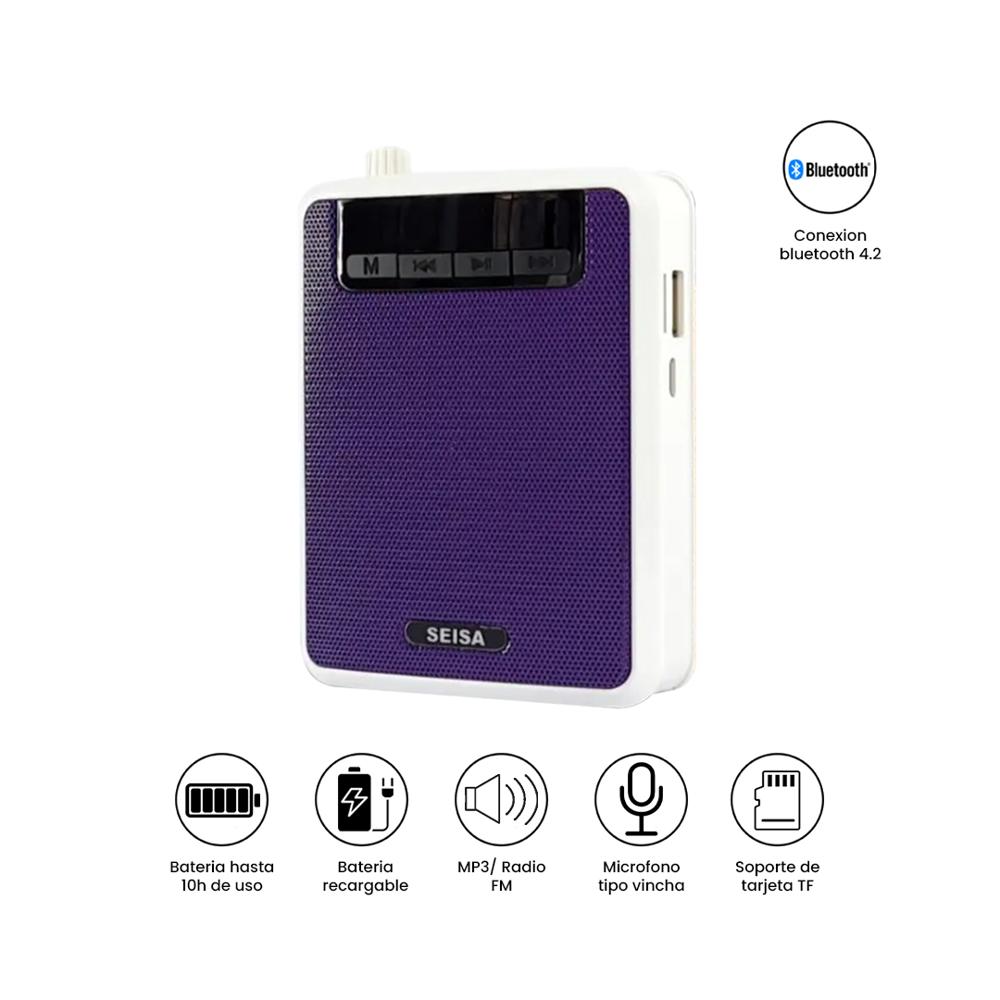 Amplificador Voz Inalámbrico SEISA K300 MP3 FM Purpura