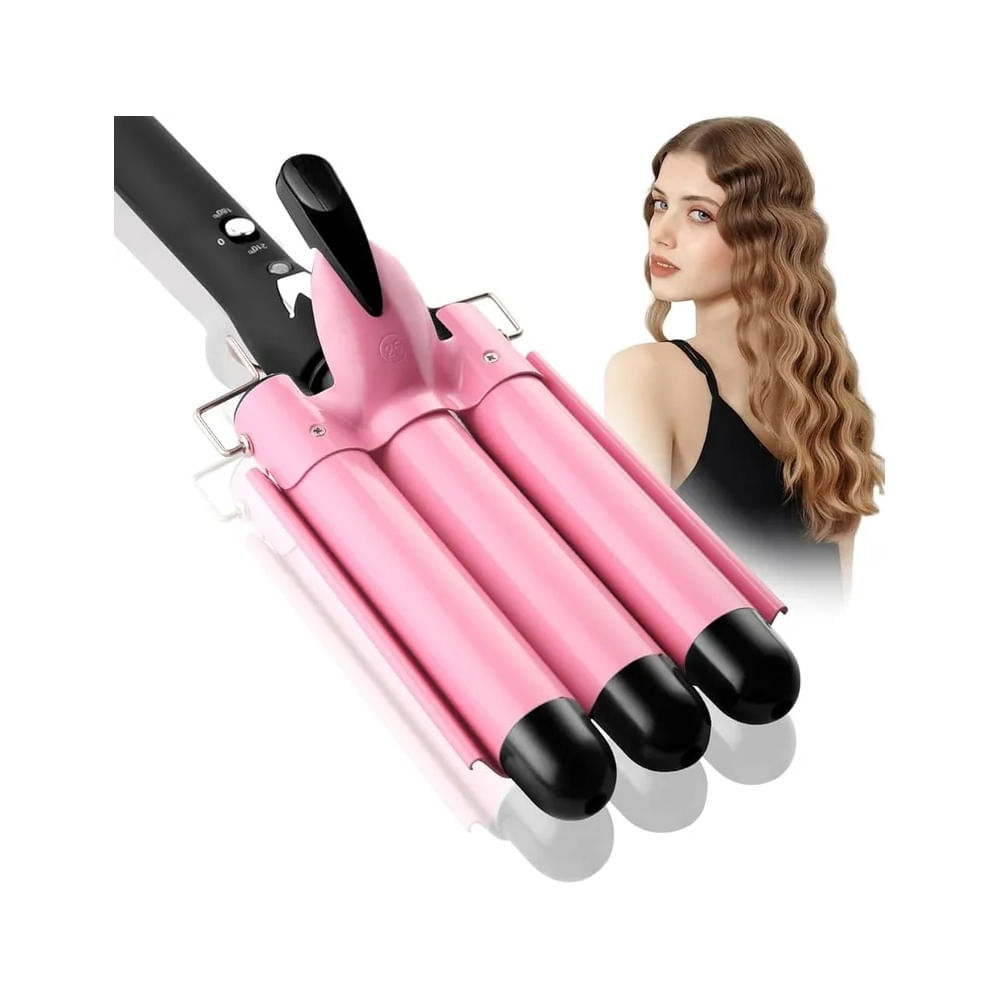 Rizadora de Tres Barriles Rizador de Pelo 3Tubos Rizadoras 3 Barriles 2 ajustes de temperatura 25mm