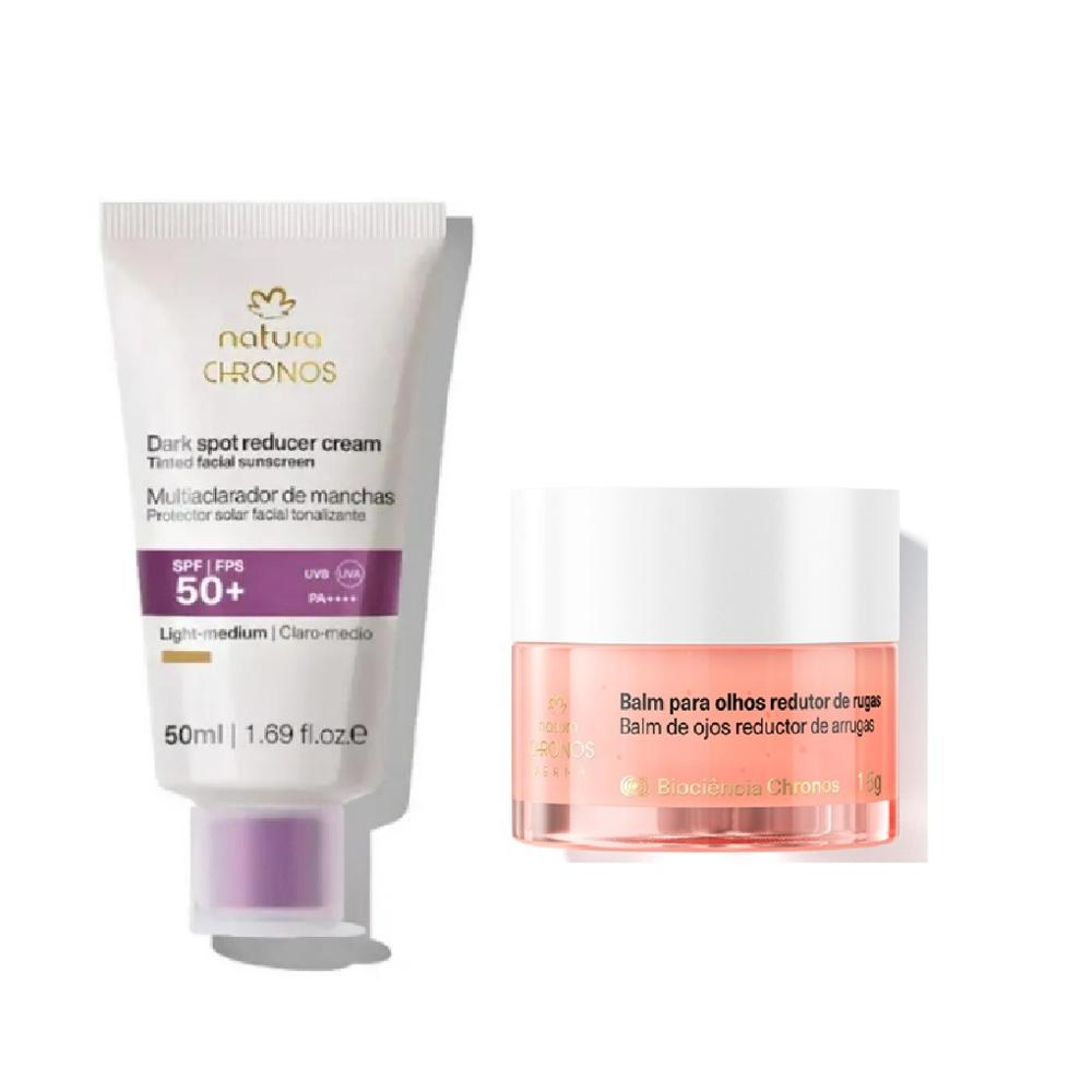 Multiaclarador de manchas claro medio y balm para contorno de ojos chronos