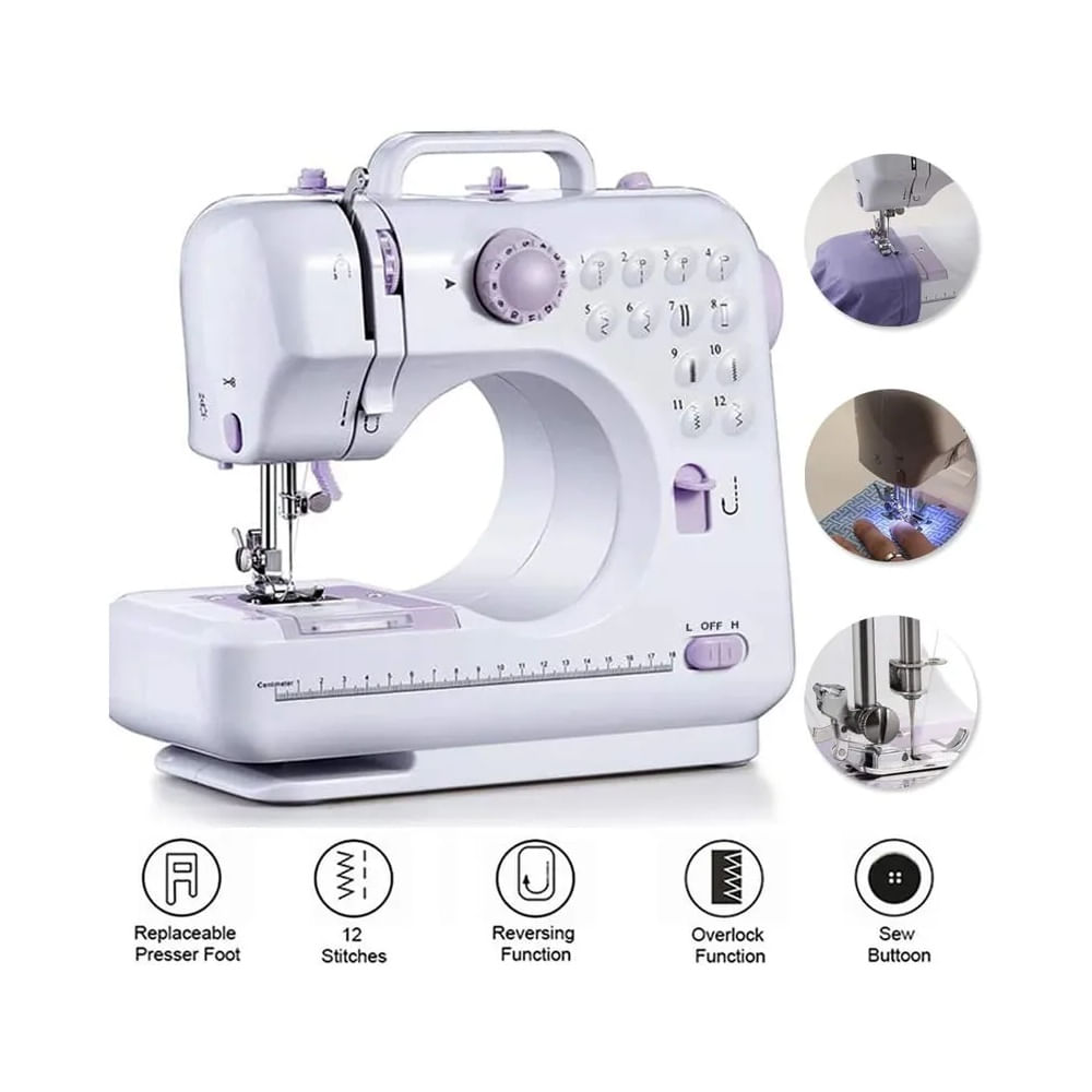 Máquina de Coser Portátil Reforzada - 12 Puntadas Integradas y Brazo Libre