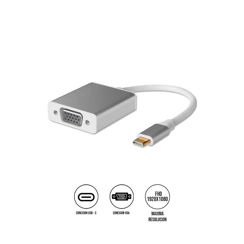 Adaptador USB-C a VGA SEISA SM-C7839 para Laptop Monitor Pro