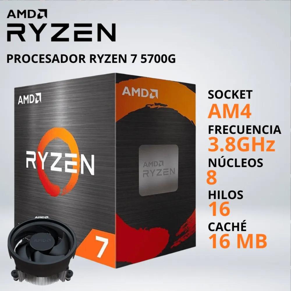 PROCESADOR RYZEN 7 5700G 3.8-4.6GHz 16MB AM4 GRAFICOS RADEON