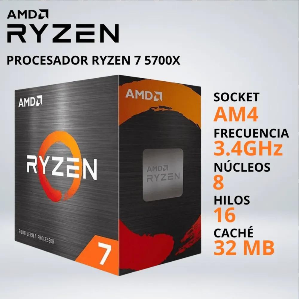 PROCESADOR RYZEN 7 5700X 3.4-4.6 GHz 32MB AM4 - 031913