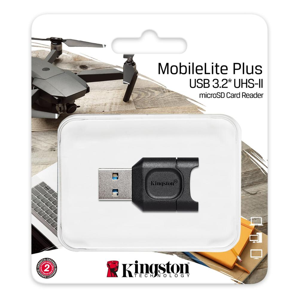 Lector MicroSD Kingston MobileLite Plus USB 3.2 Gen 1 UHS-II USB-A Alto Rendimiento Negro