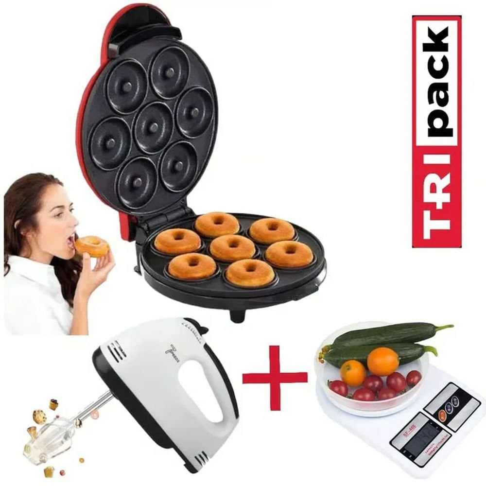 Tripack Repostero Máquina 7Donas + Batidora + Balanza Repostera