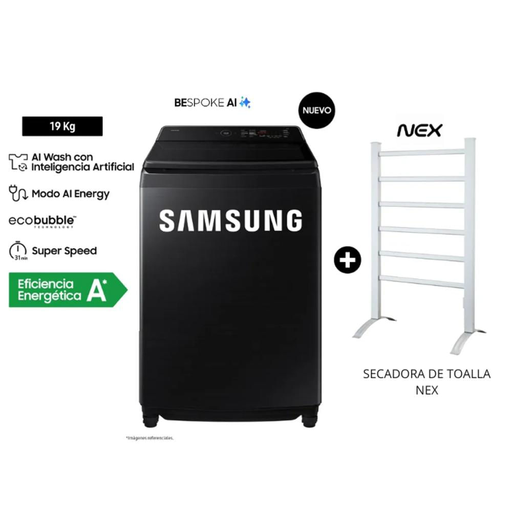 Lavadora Samsung 19KG con IA WA80F19S8BPE mas Secadora de toalla