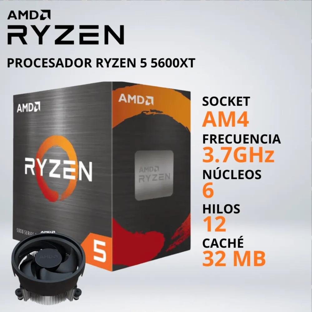 PROCESADOR RYZEN 5 5600XT 3.7-4.7GHz 32MB AM4 INCLUYE FAN-CO