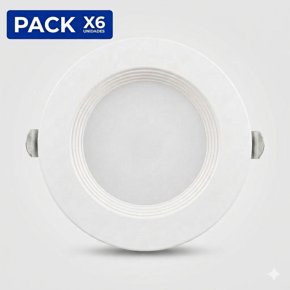 Pack x6 Spot Para Empotrar Caja Octogonal 9W  Color Blanco Luz Cálida