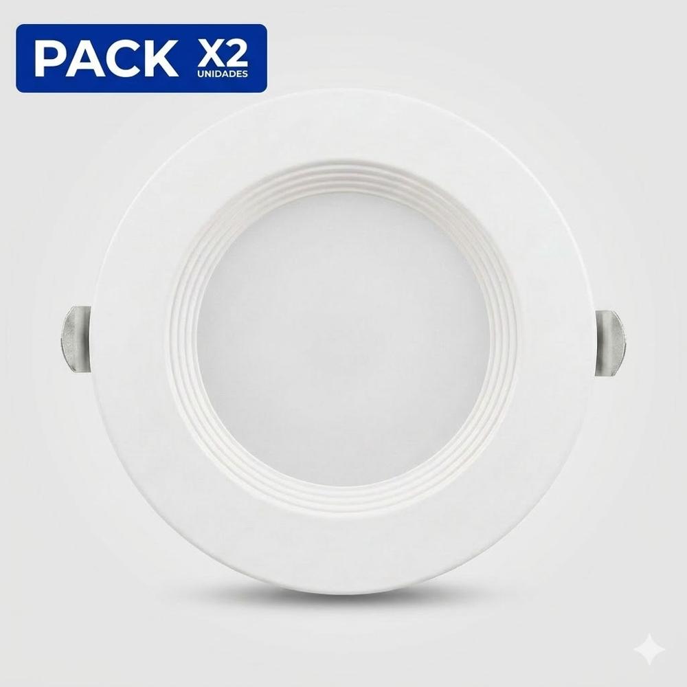 Pack x2 Spot Para Empotrar Caja Octogonal 9W  Color Blanco Luz Cálida