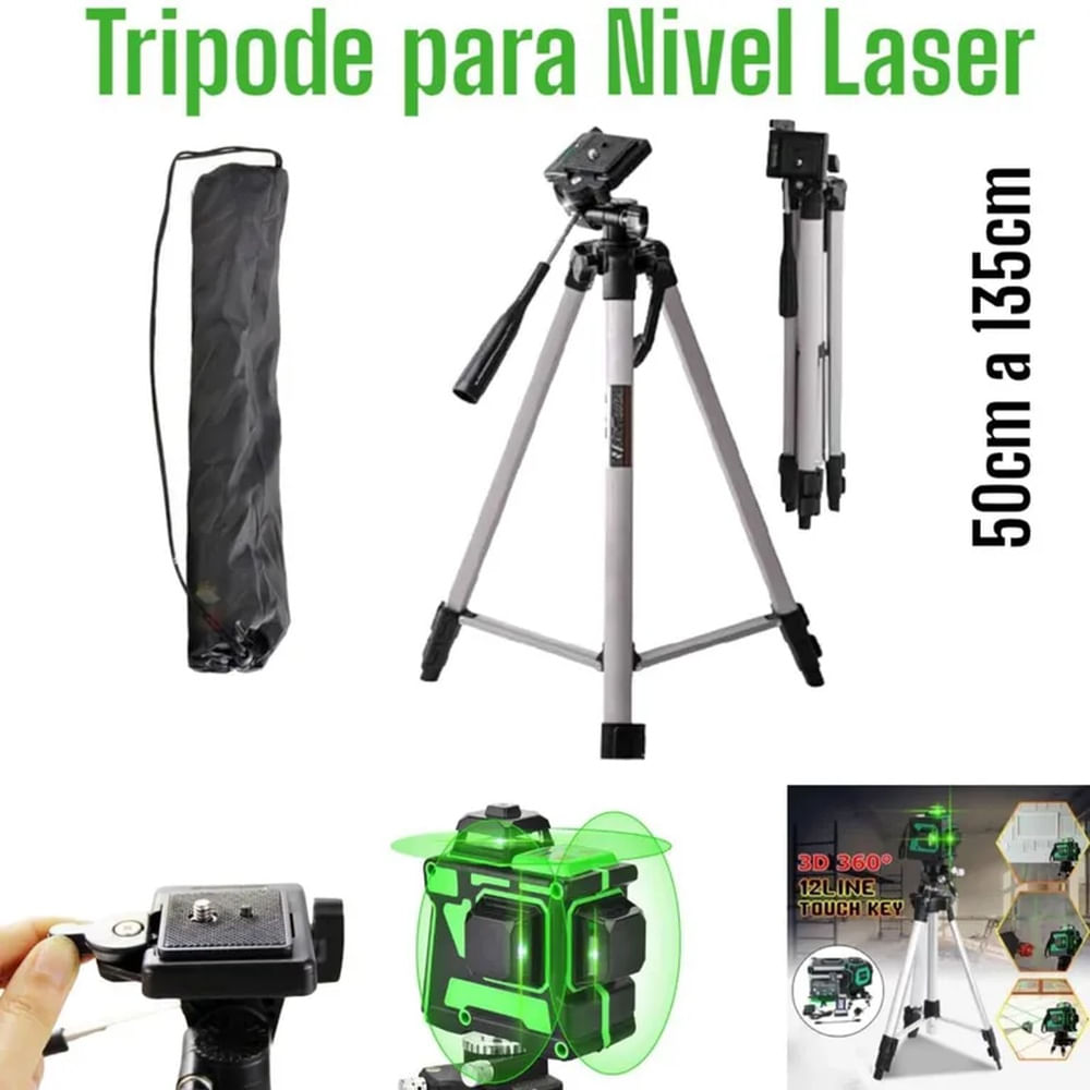 Soporte Tripode de Nivel Láser Ajustable de 1m hasta 135cmFunda
