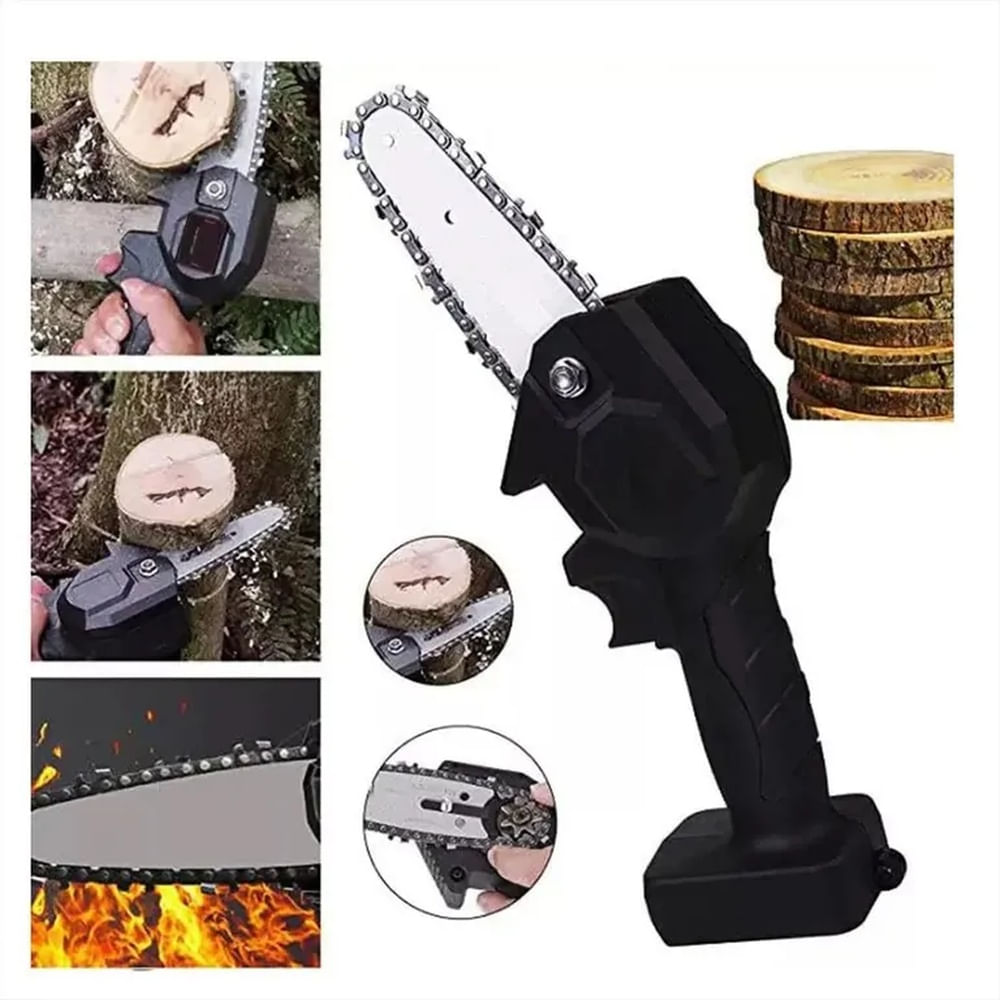 Mini Motosierra Eléctrica Inalámbrica 24V Portátil para Poda de Árboles y Jardín Multicolor