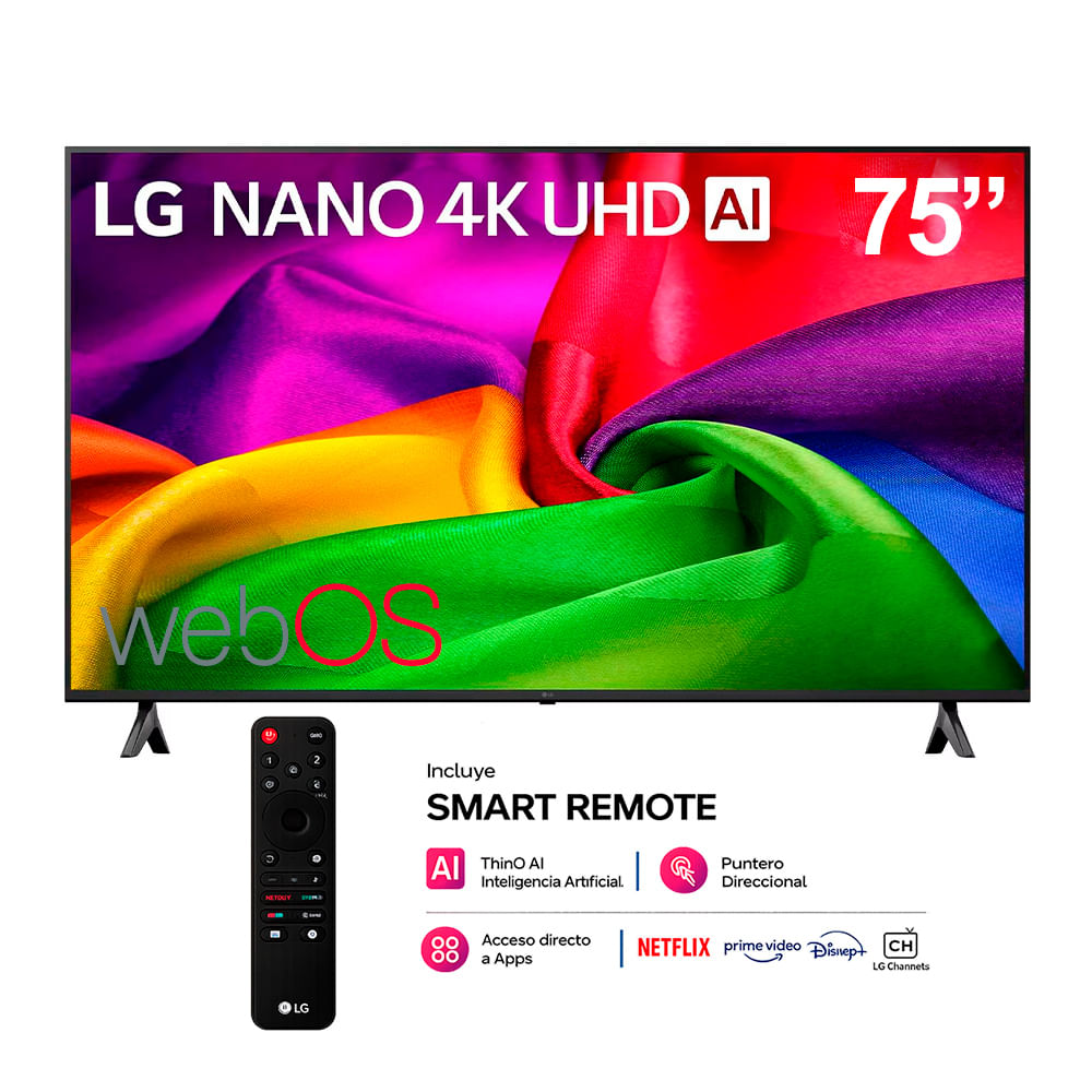 Televisor LG 75 Smart Nano UHD 4K 75NU800BPSB con Magic Remoto
