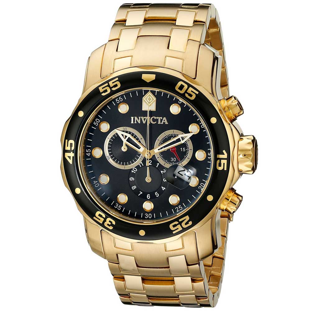 Reloj Invicta Pro Diver 0072 Fecha Cronometro Acero Inooxidable Dorado Negro