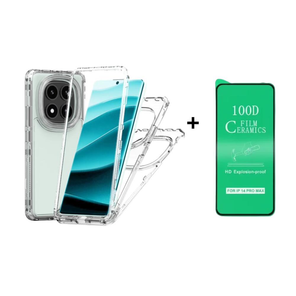 FUNDA CASE 3EN1 TRANSPARENTE PARA XIAOMI 15TPRO MAS PROTECTOR DE PANTALLA