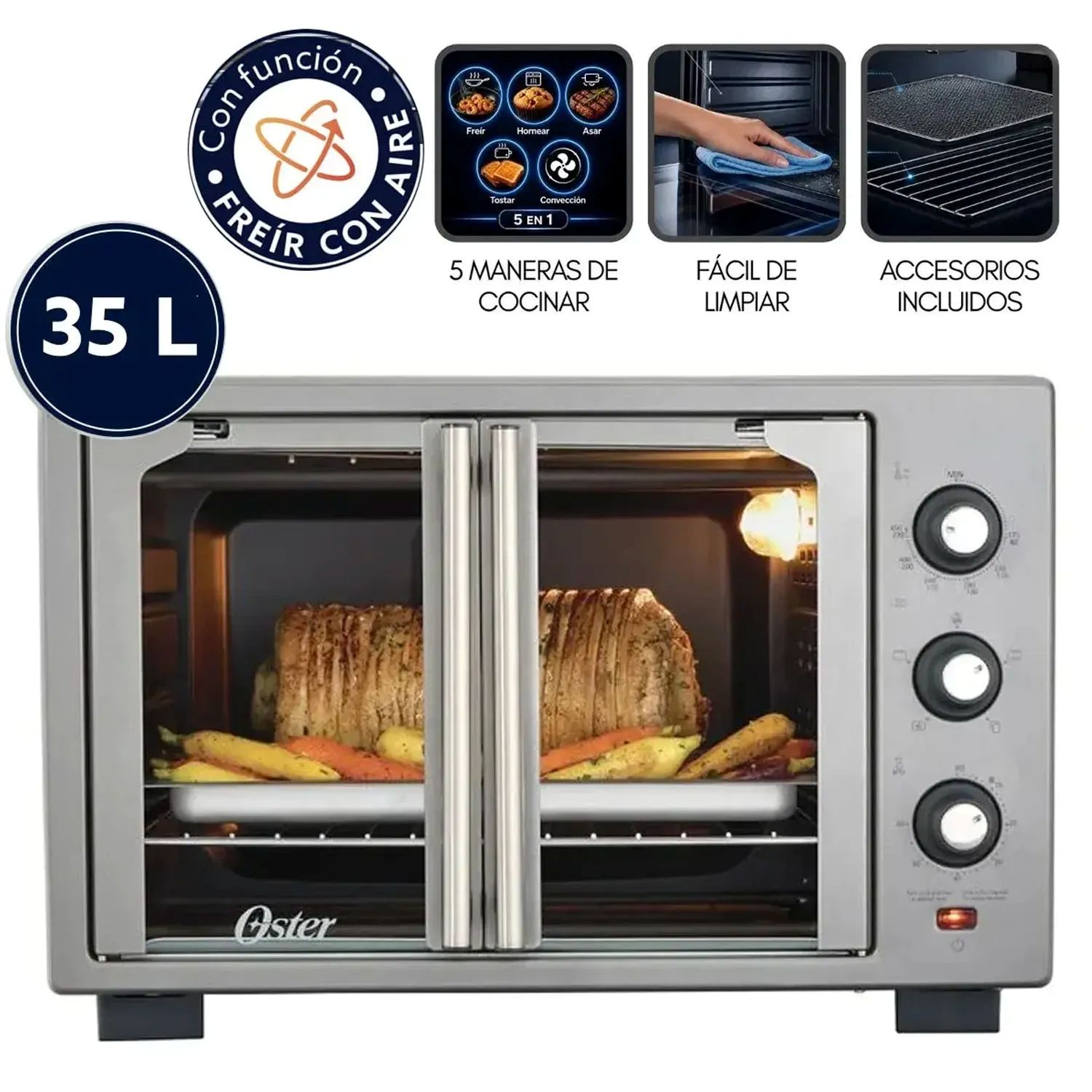 Horno Eléctrico con freidora de Aire 35L Puerta Francesa TSSTTV35FDMAFNS