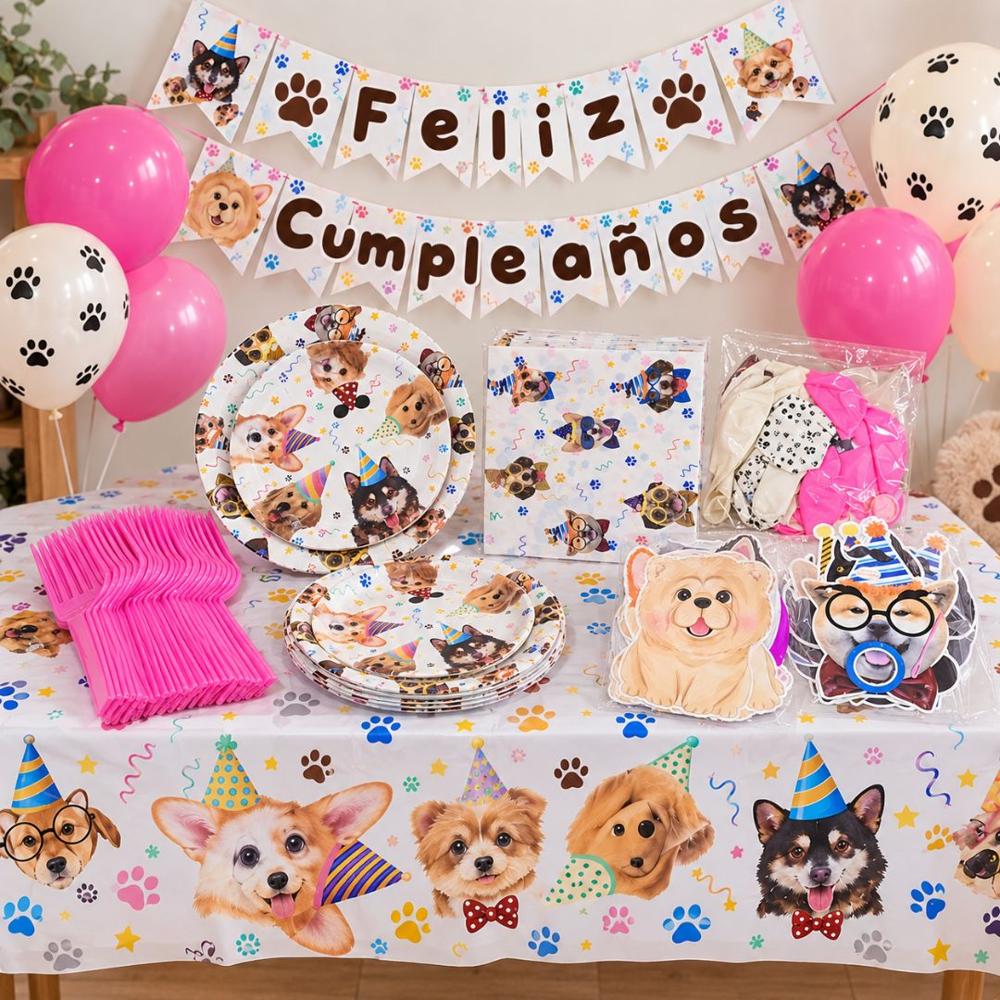 Kit de Decoracion Completa De fiesta con tematica de Perros - HEMBRA