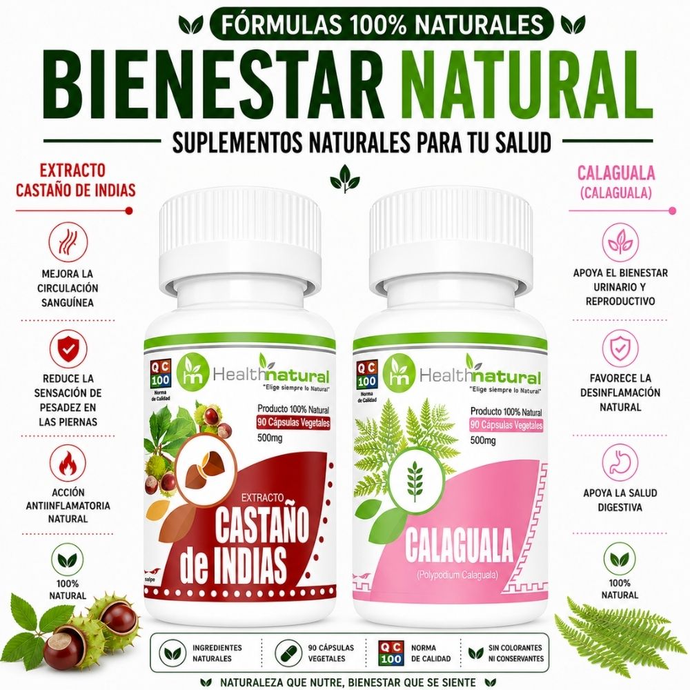 CASTAÑO DE INDIAS HEALTHNATURAL 500MG Y CALAGUALA HEALTHNATURAL 500MG