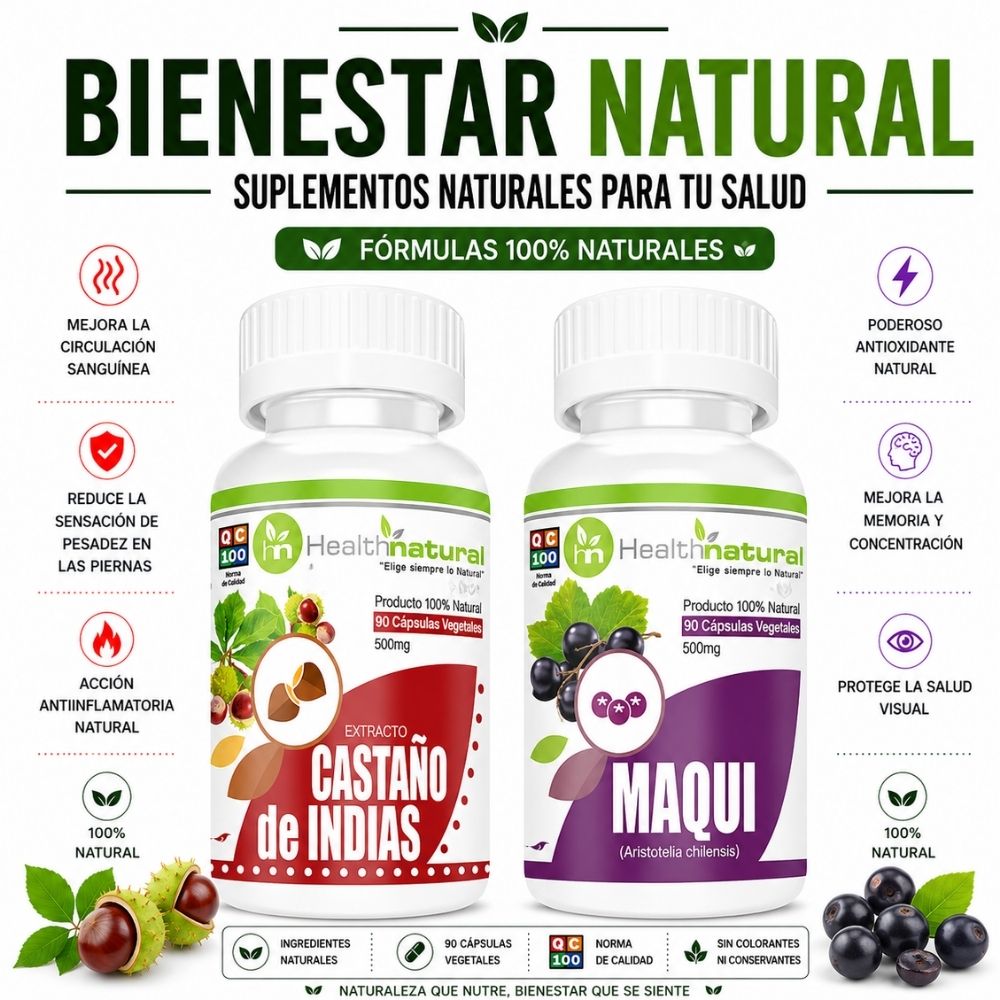 CASTAÑO DE INDIAS HEALTHNATURAL 500MG Y MAQUI HEALTHNATURAL 500MG