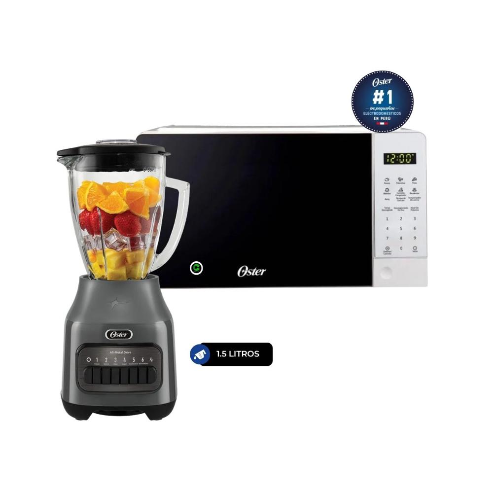 Combo Horno Microondas Digital 20 litros y Licuadora con vaso de vidrio y 6 velocidades más pulso