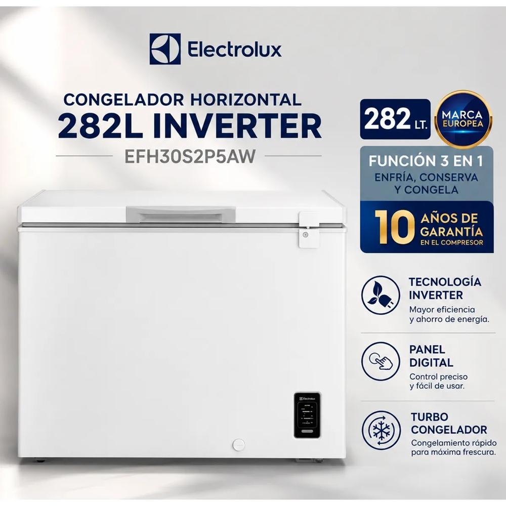 Congelador Horizontal Electrolux 282L Inverter Blanco con Función Turbo - EFH30S2P5AW