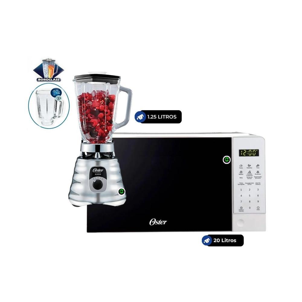 Combo Horno Microondas Digital 20 litros POGGE2701 y Licuadora BLST4655 de 1.25 LT