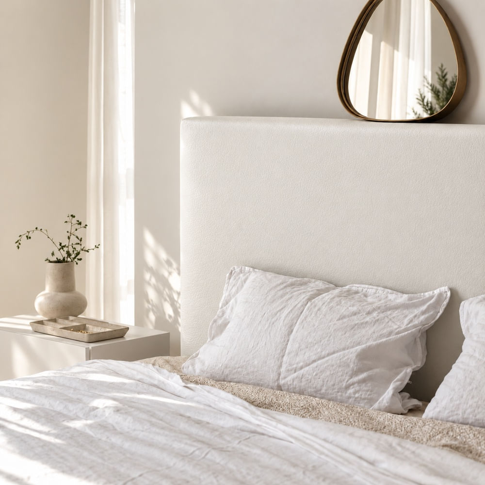 Cabecera 2 Plazas de Cuero Color Blanco Eleonor Ventitas Home