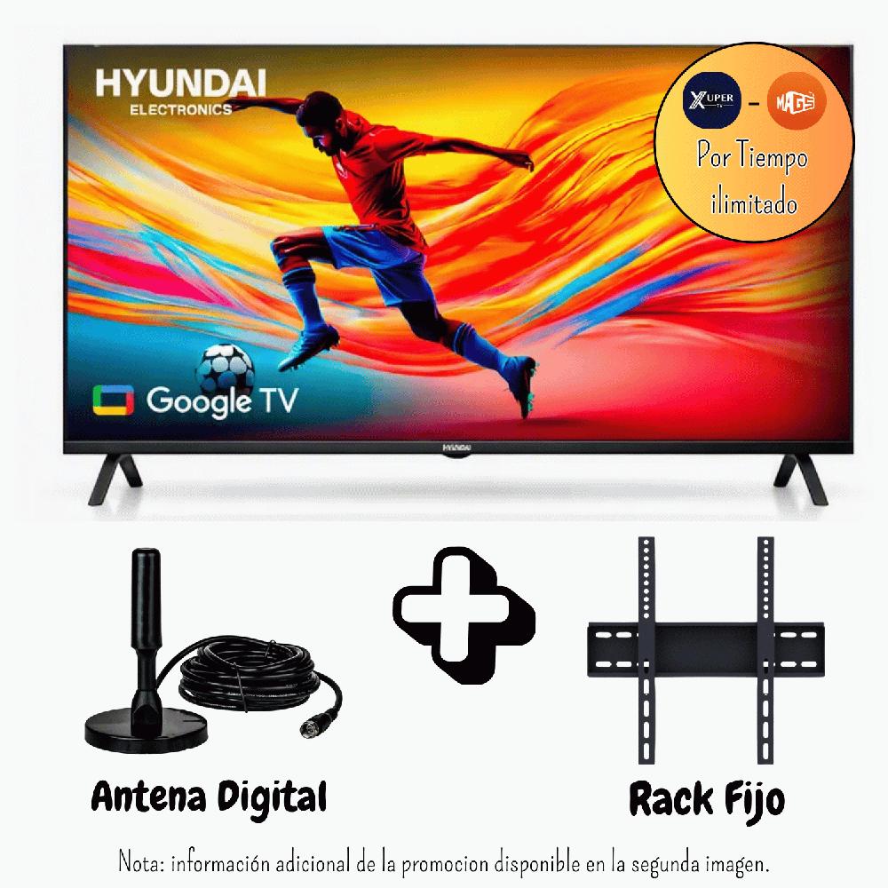 Televisor Hyundai 50 Pulgadas QLED FHD Google TV HYLED5027QFG Promocion Antena Rack Fijo