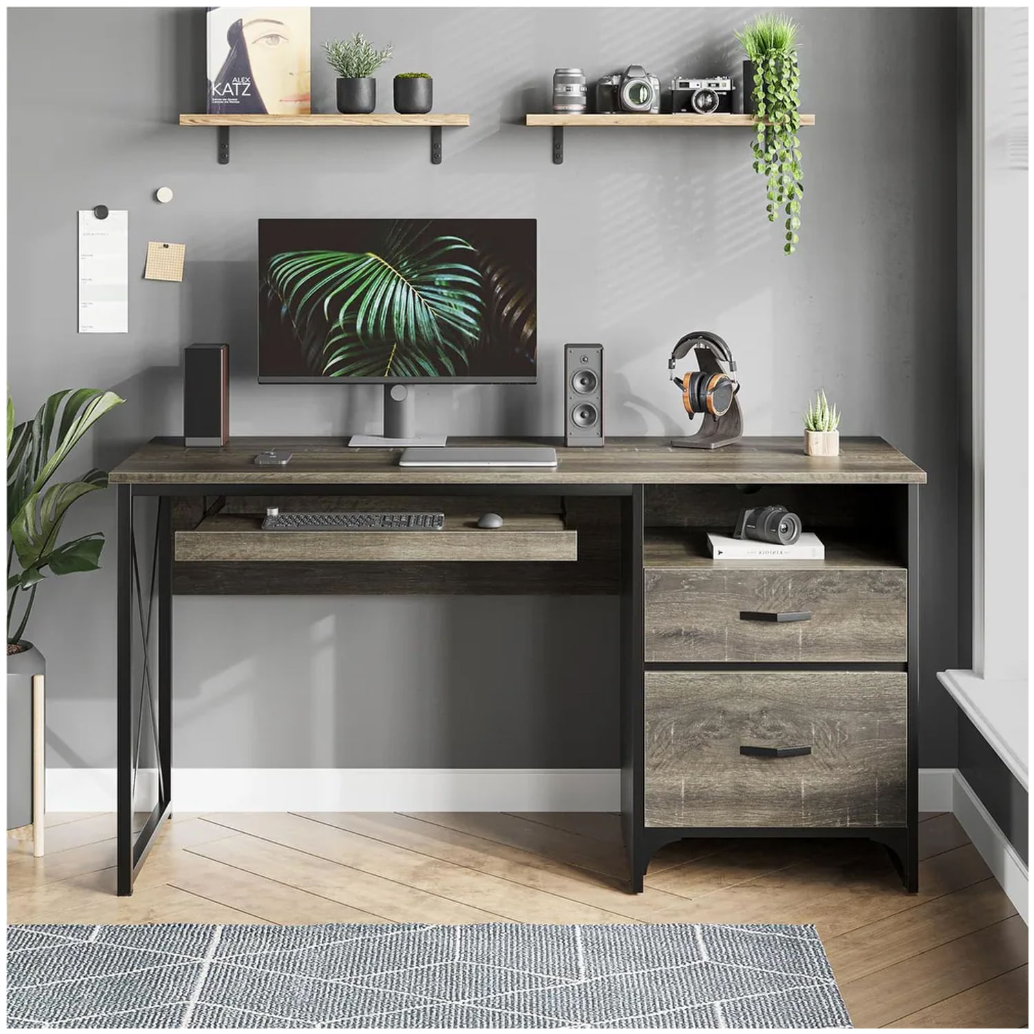 Escritorio Industrial Helena Ventitas Home Carbón