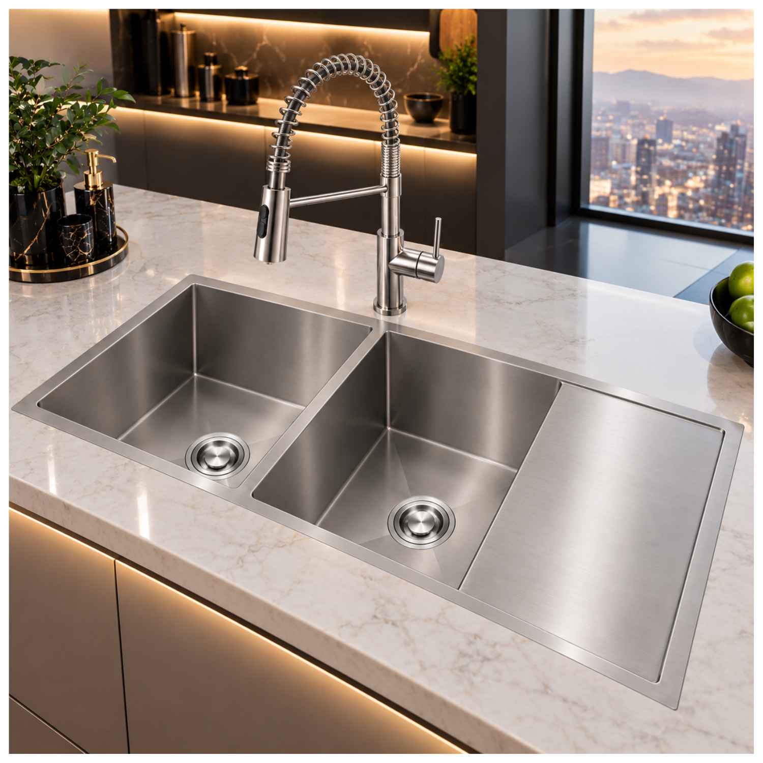 Lavadero de Cocina Personalizado Acero 2 pozas con escurridero ULD03-12050