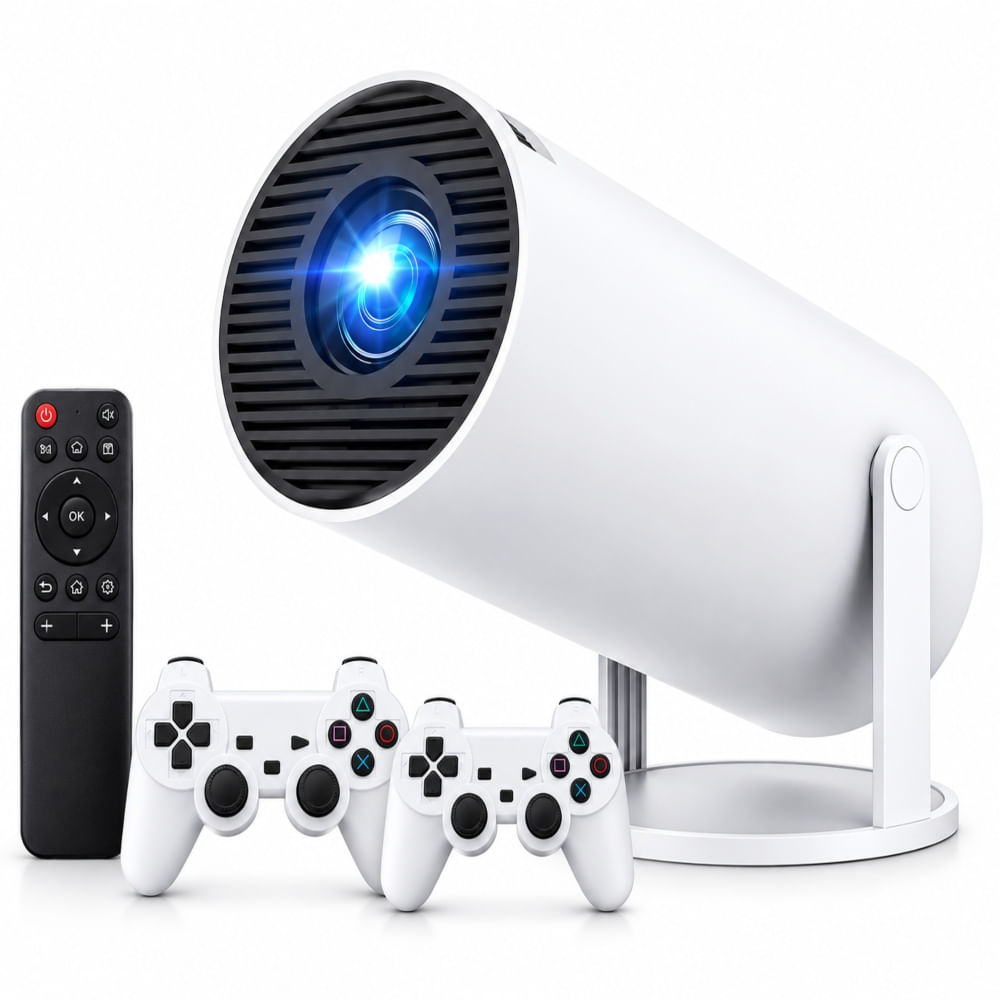 Proyector Gamer Inteligente Tomate Android 180 4K WiFi 2 Mandos 20000 Juegos
