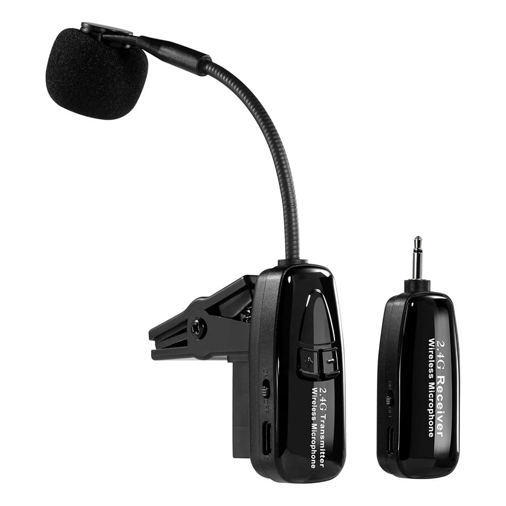 Micrófono Inalámbrico 2.4G para Saxofón e Instrumentos de Viento Alcance 30M
