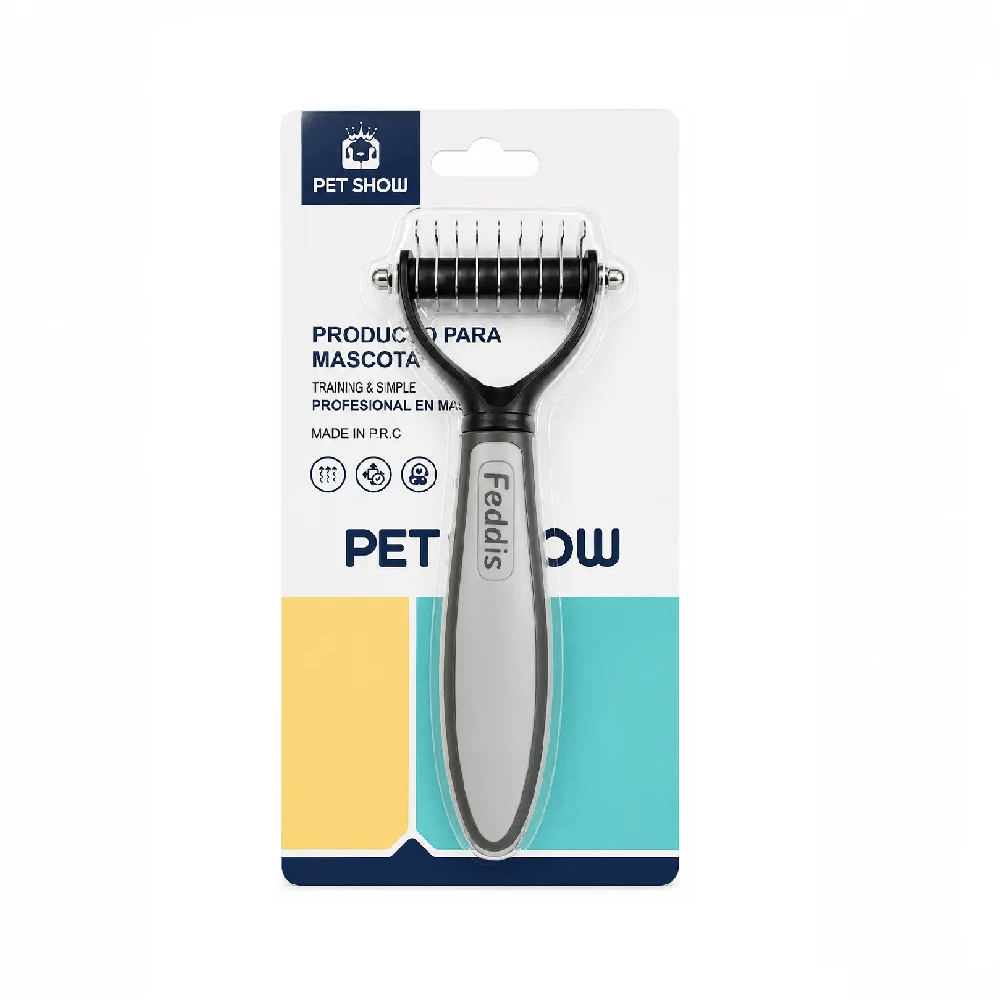 Cepillo Desmotador Profesional Chico De Acero Inoxidable Para Mascotas Perros Y Gatos Gris