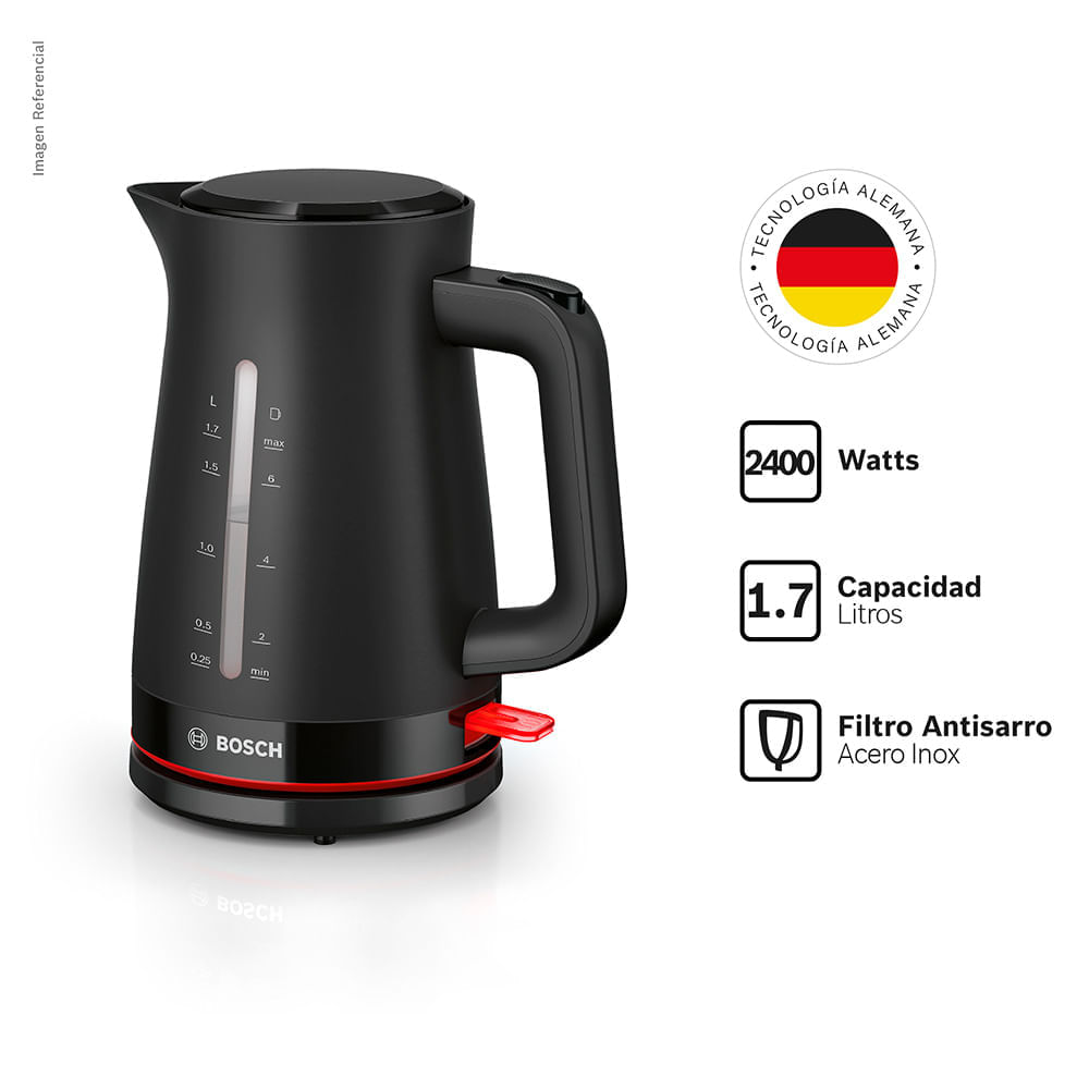 Hervidor Bosch Mymoment 1.7L Negro 2400 W - TWK3M123