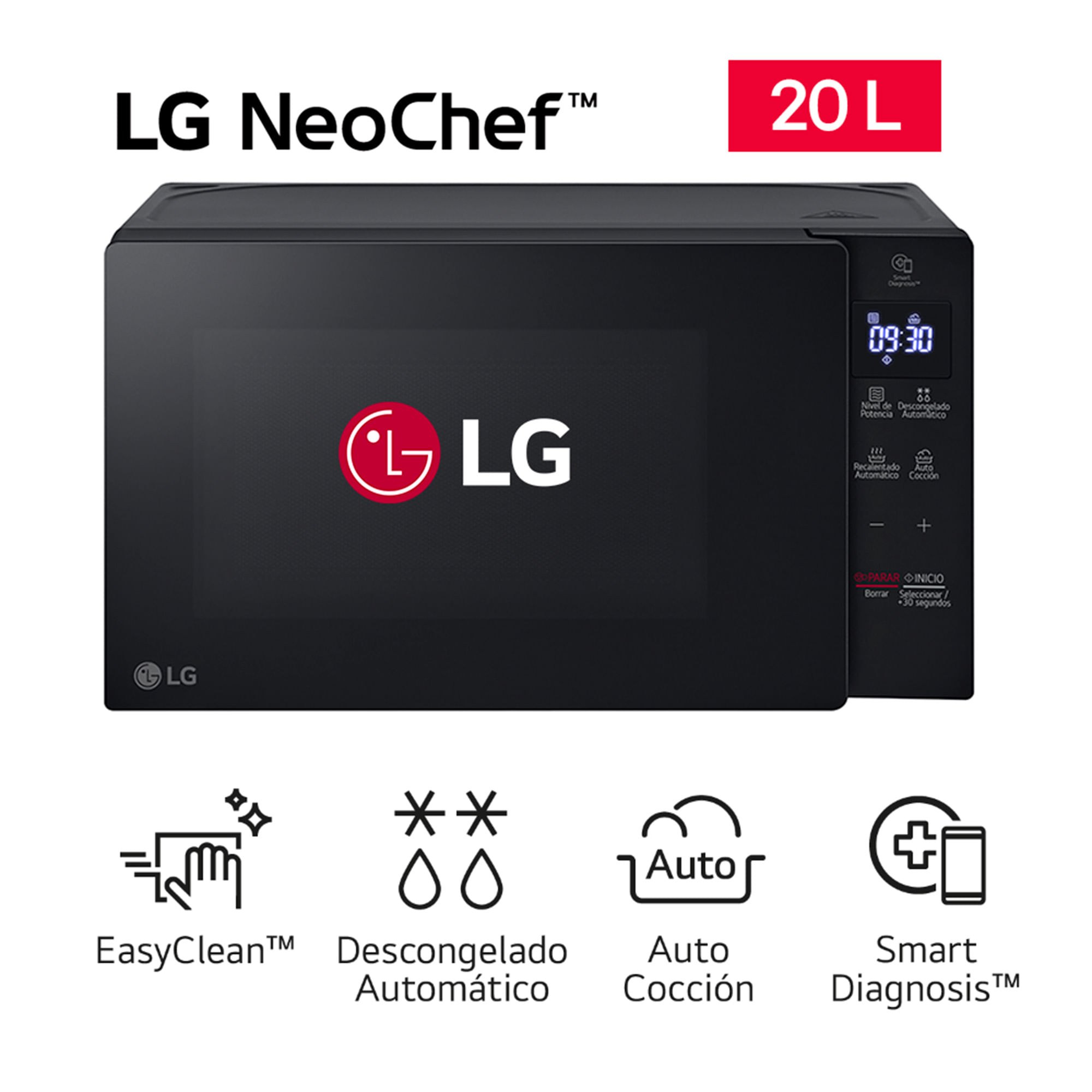 Horno Microondas LG 20L MS2032GAS EasyClean Negro