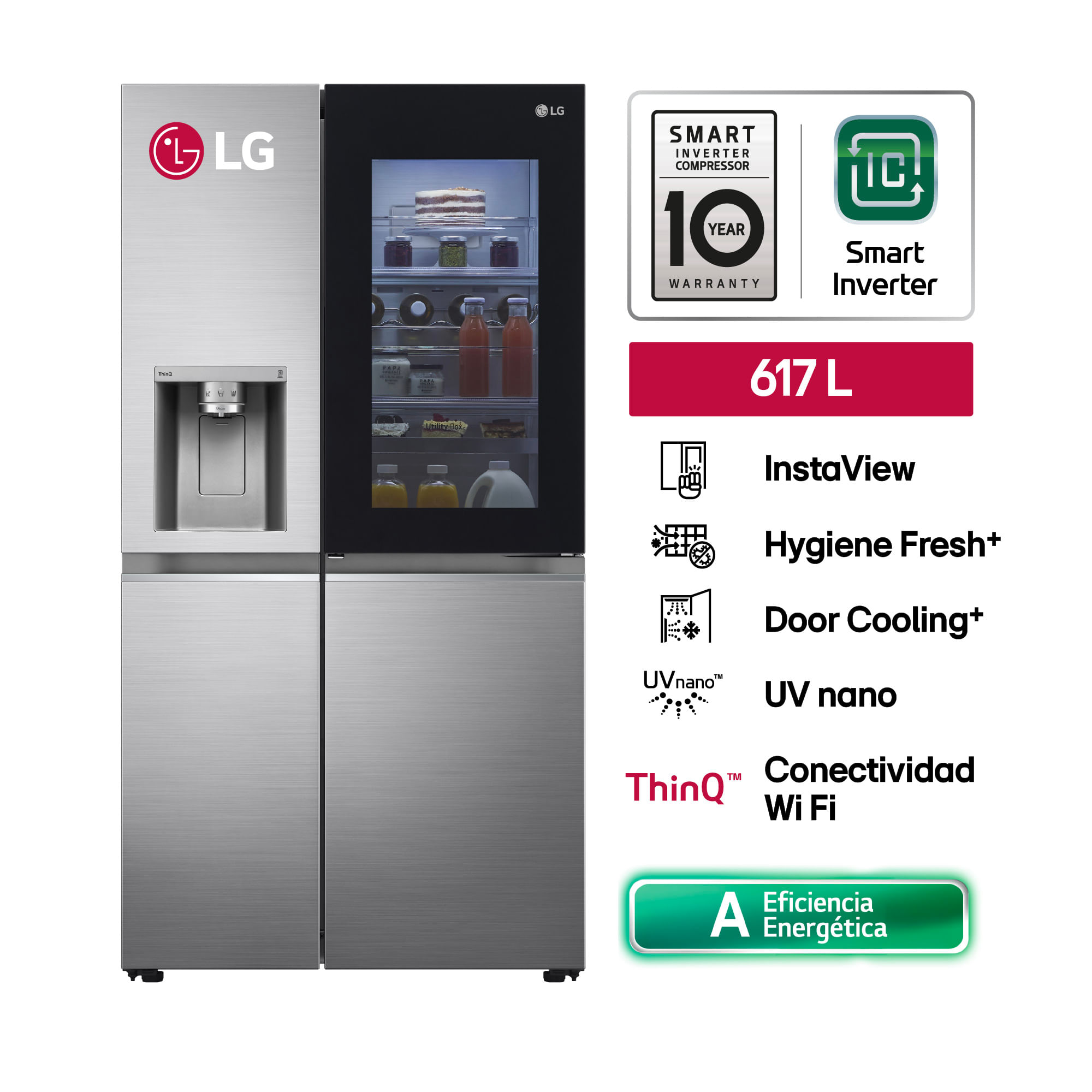 Refrigeradora LG 617L No Frost GS66SXN Plateado