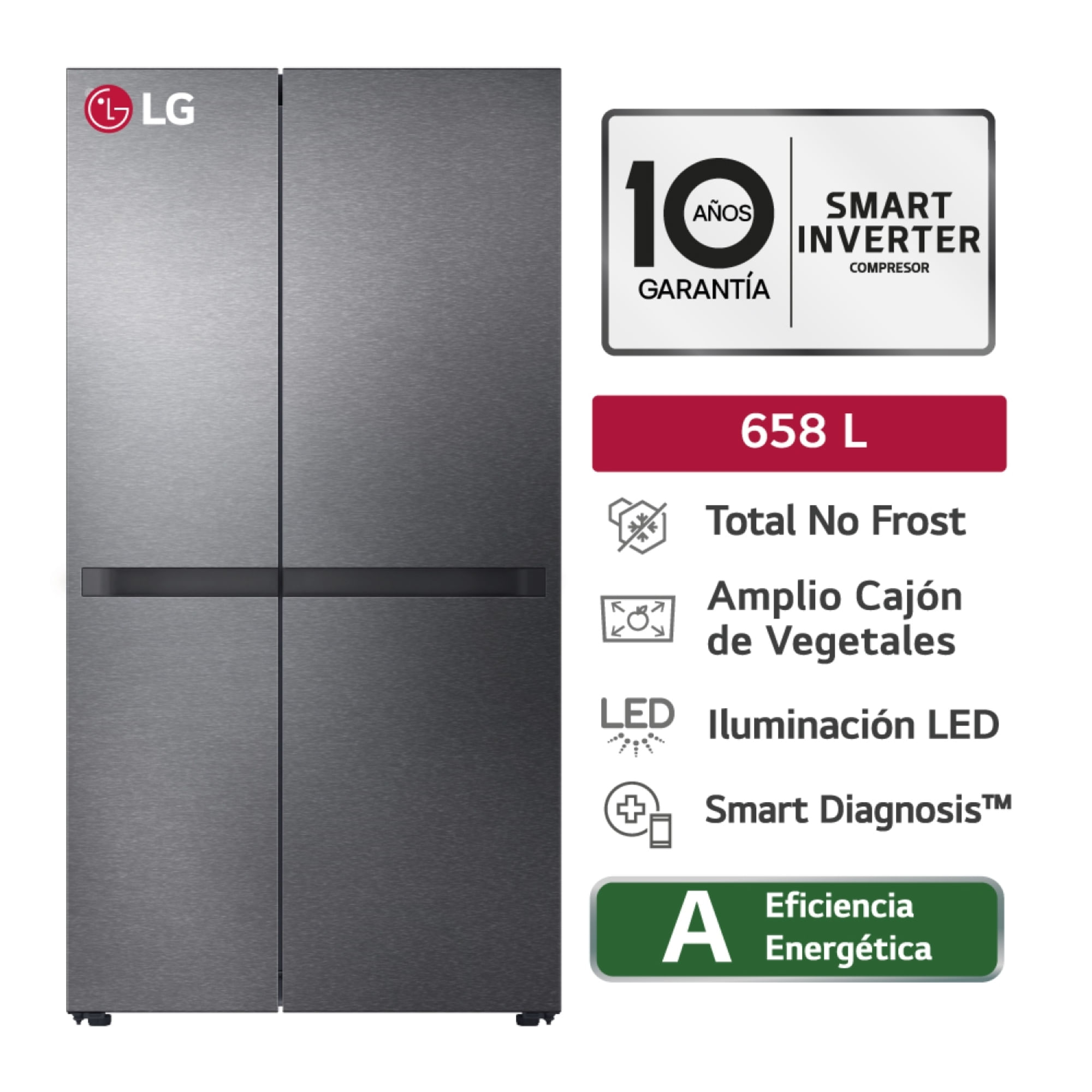 Refrigeradora LG 658L No Frost GS66BPM Negro Mate
