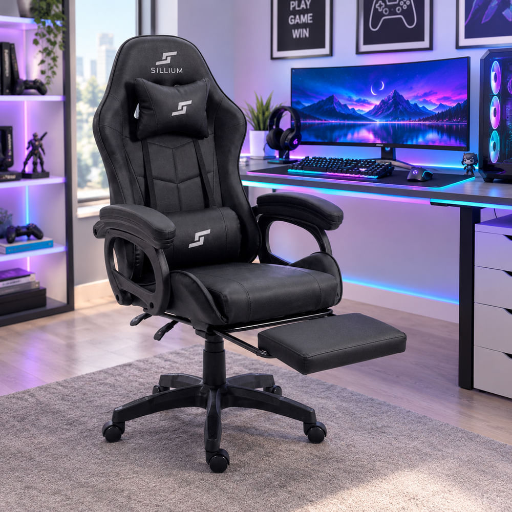 Silla Gamer Reclinable Negro Sillium