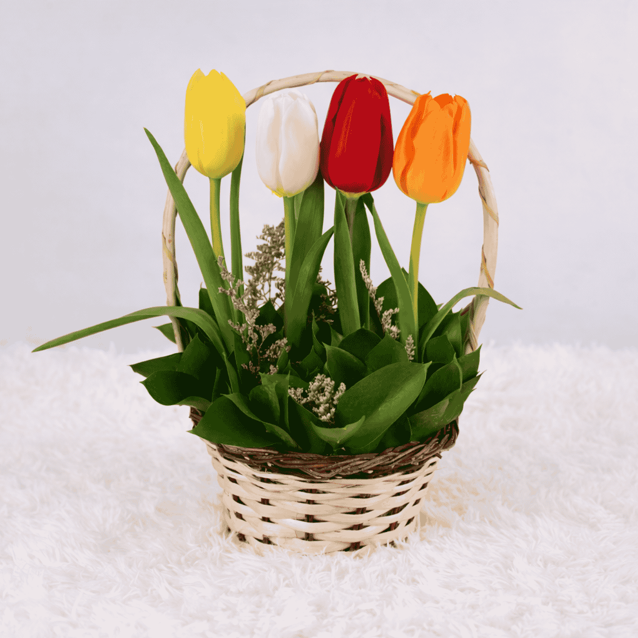Mini Canasta Deysi  Flores Amarillas -Arreglo floral