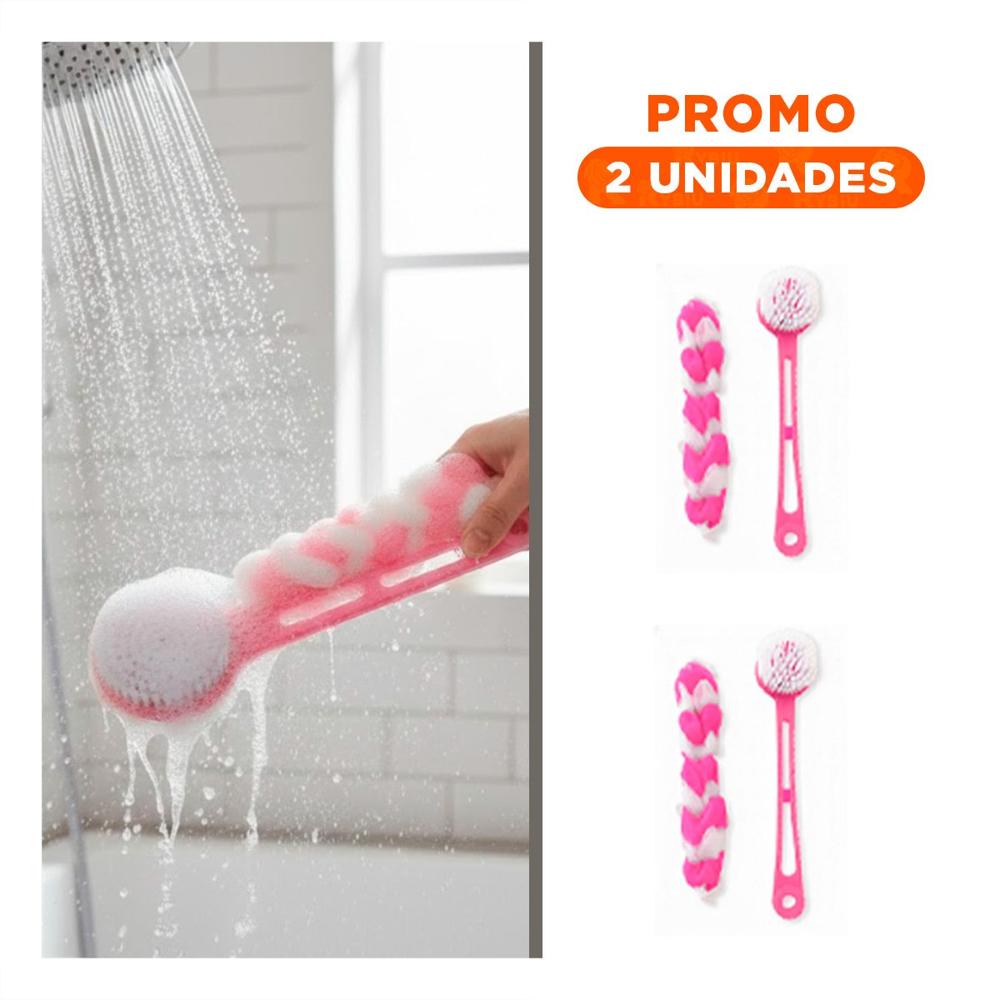 Pack2 Set de Accesorios para Ducha con Esponja y Cepillo en Rosado para Higiene Diaria