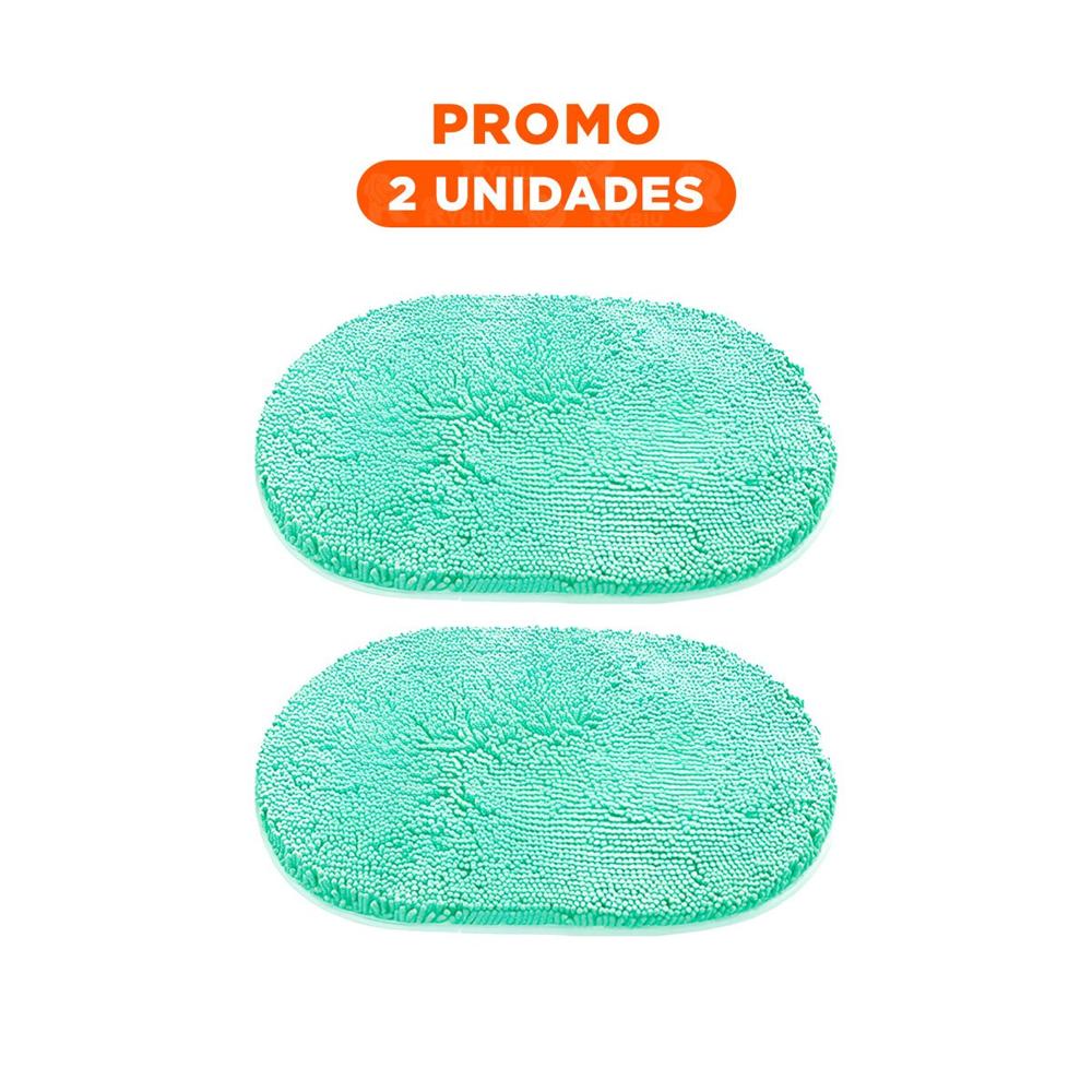 Pack2 Base para Piso Ovalada de Microfibra 40x60cm Turqueza Decoracion
