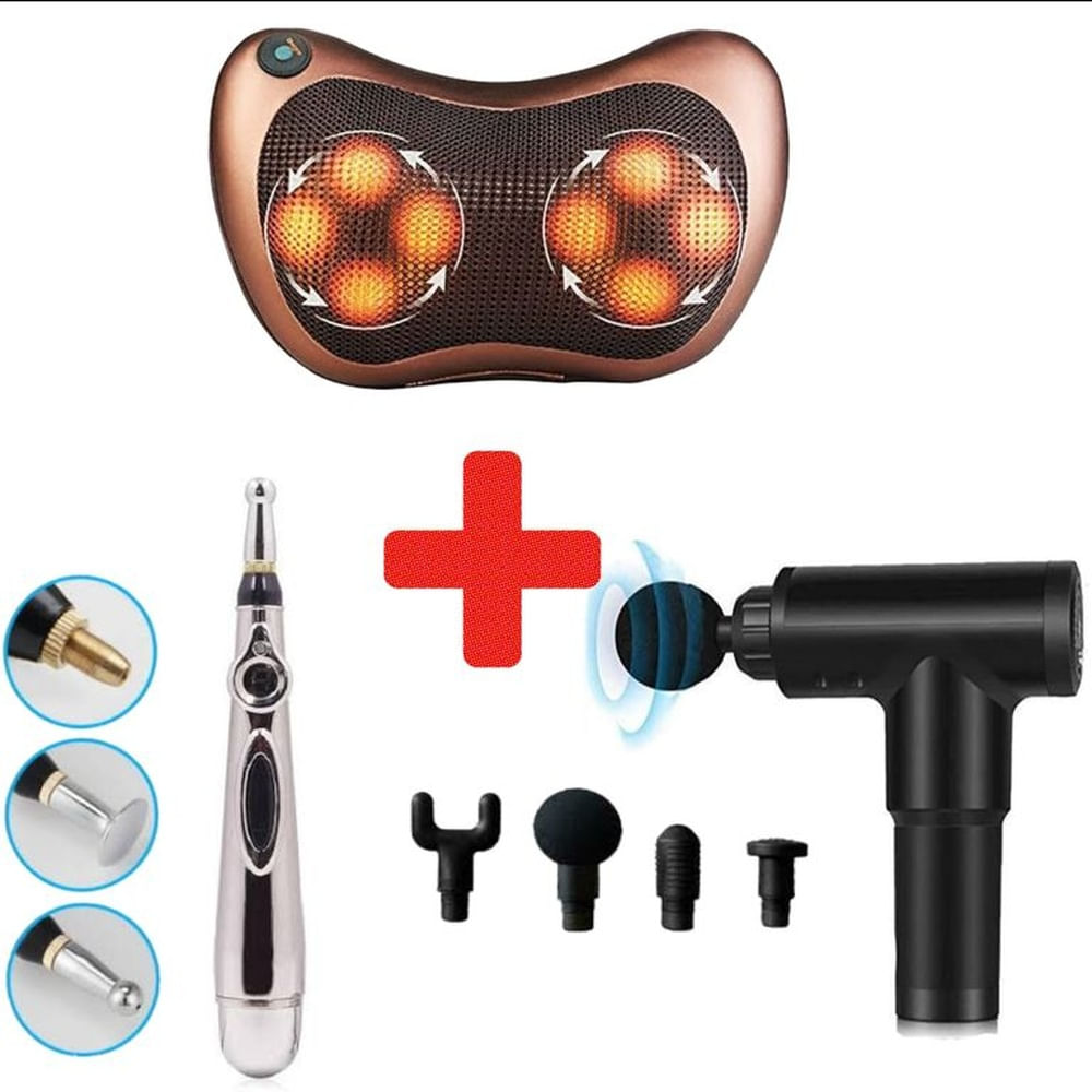 Pack Masajeador Cojin  Lápiz de Acupuntura  Pistola Masajeador
