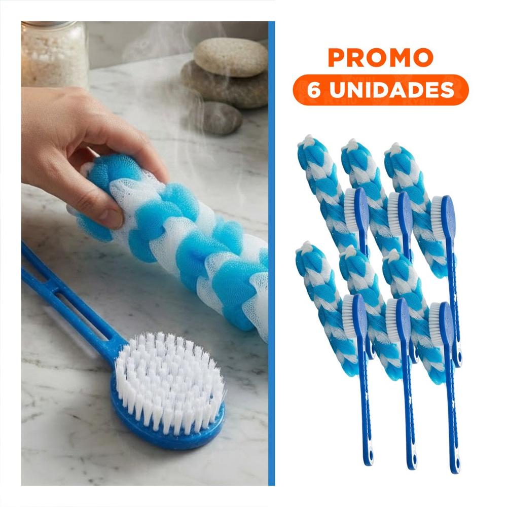 Pack6 Conjunto Domestico de Ducha con Esponja y Cepillo en Color Celeste