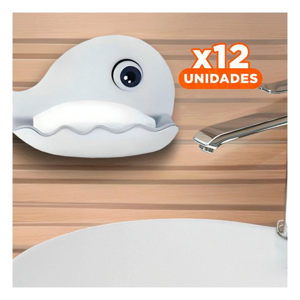 Pack12 Bandeja Ballena Forma Armoniosa para Hogar Tonos Blanco y Plomo Y Papel Regalo