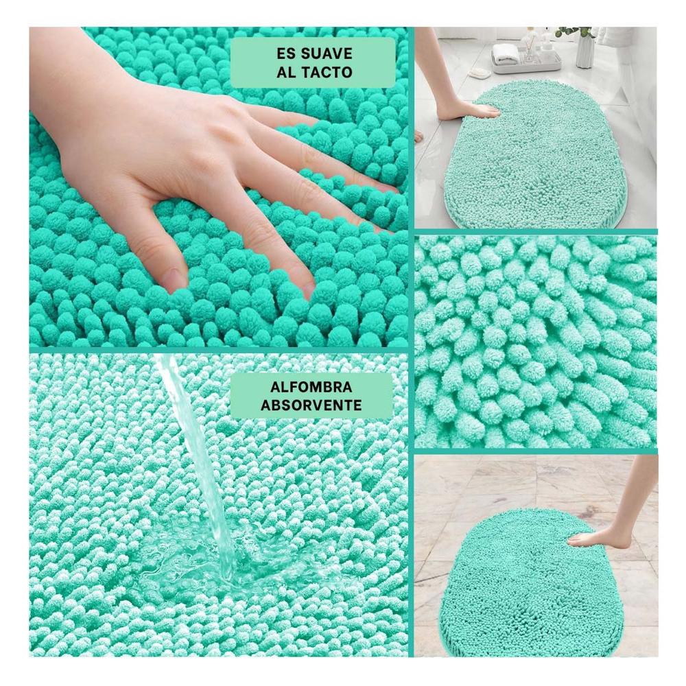Base Ovalada de Microfibra 40x60cm Turqueza para Bano y Espacios del Hogar