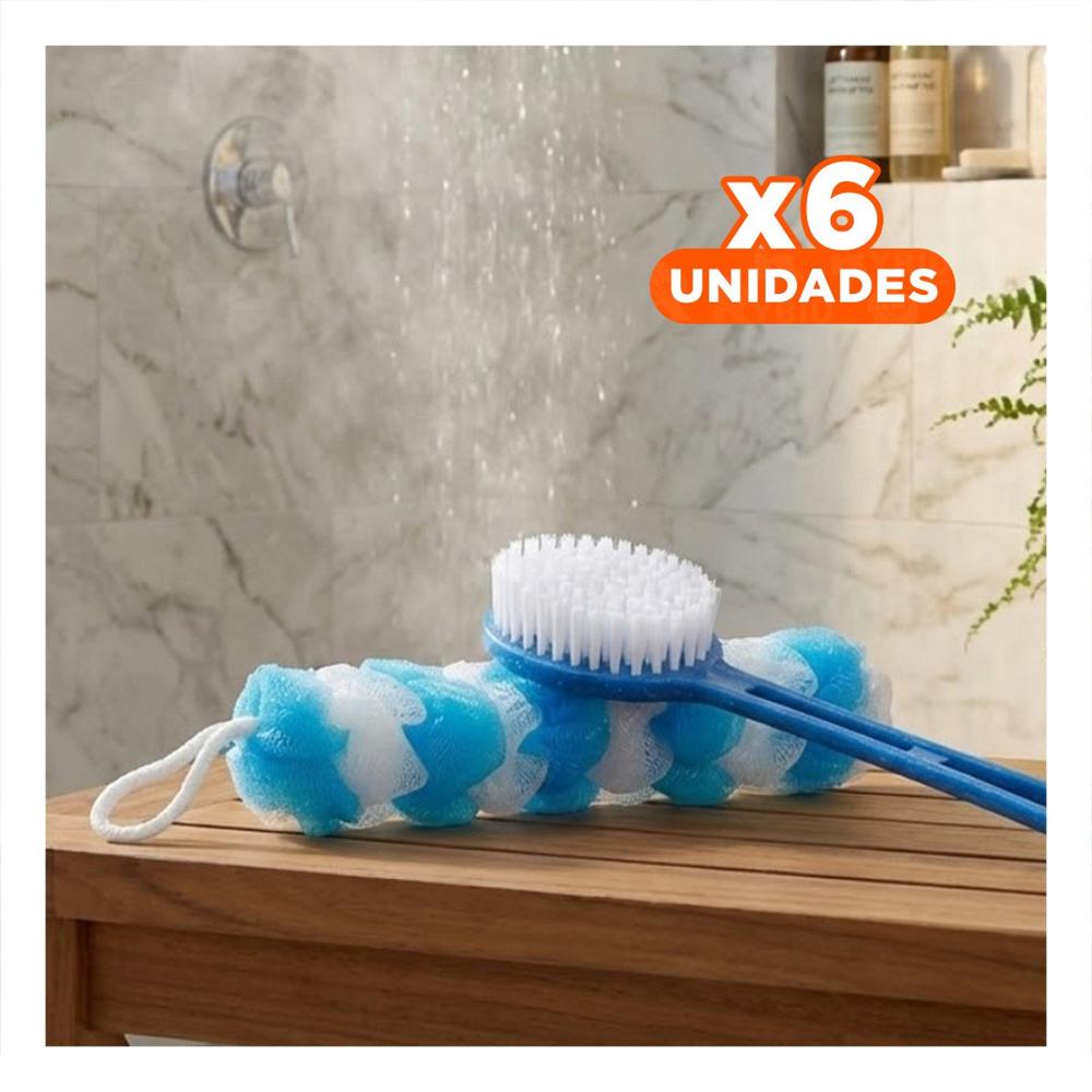 Pack6 Accesorios Domesticos de Ducha con Esponja y Cepillo en Celeste YPapel Regalo